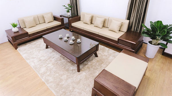 mẫu sofa gỗ đơn giản màu nâu