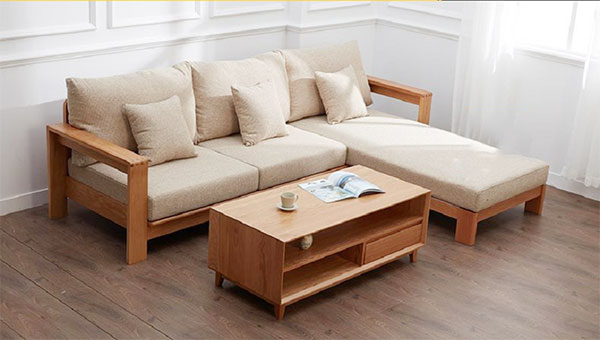 Sofa chữ l gỗ đơn giản