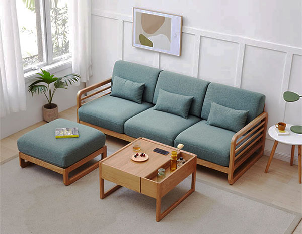 sofa bằng gỗ sồi đơn giản