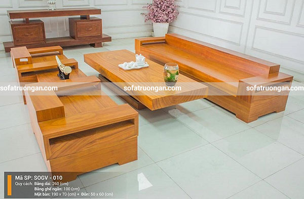 Sofa gỗ nguyên khối SOGV-010