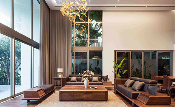 Mẫu sofa gỗ óc chó đẹp