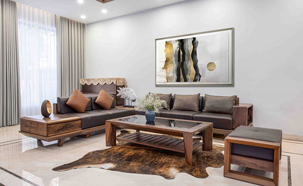 Mẫu sofa gỗ óc chó hot