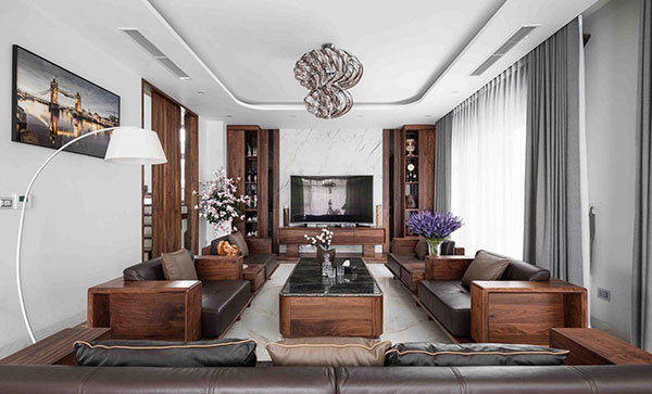 Mẫu sofa gỗ óc chó 